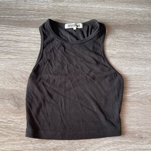 Joah Brown black Ribbed crop Tank Top